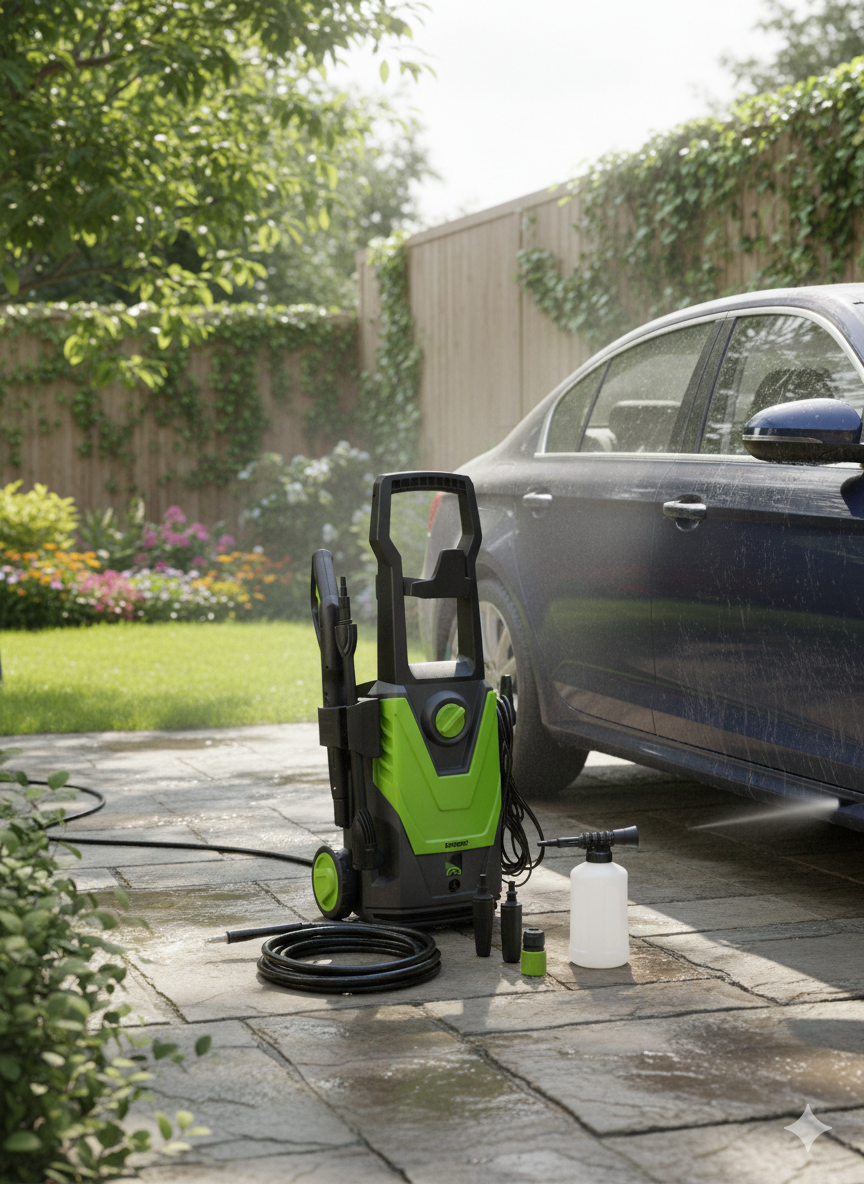 IDROPULITRICE LANCIA CON GETTO REGOLABILE E RUOTE IN PLASTICA 1800W 135BAR