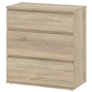 CASSETTIERA 3 CASSETTI BIANCA/ROVERE
