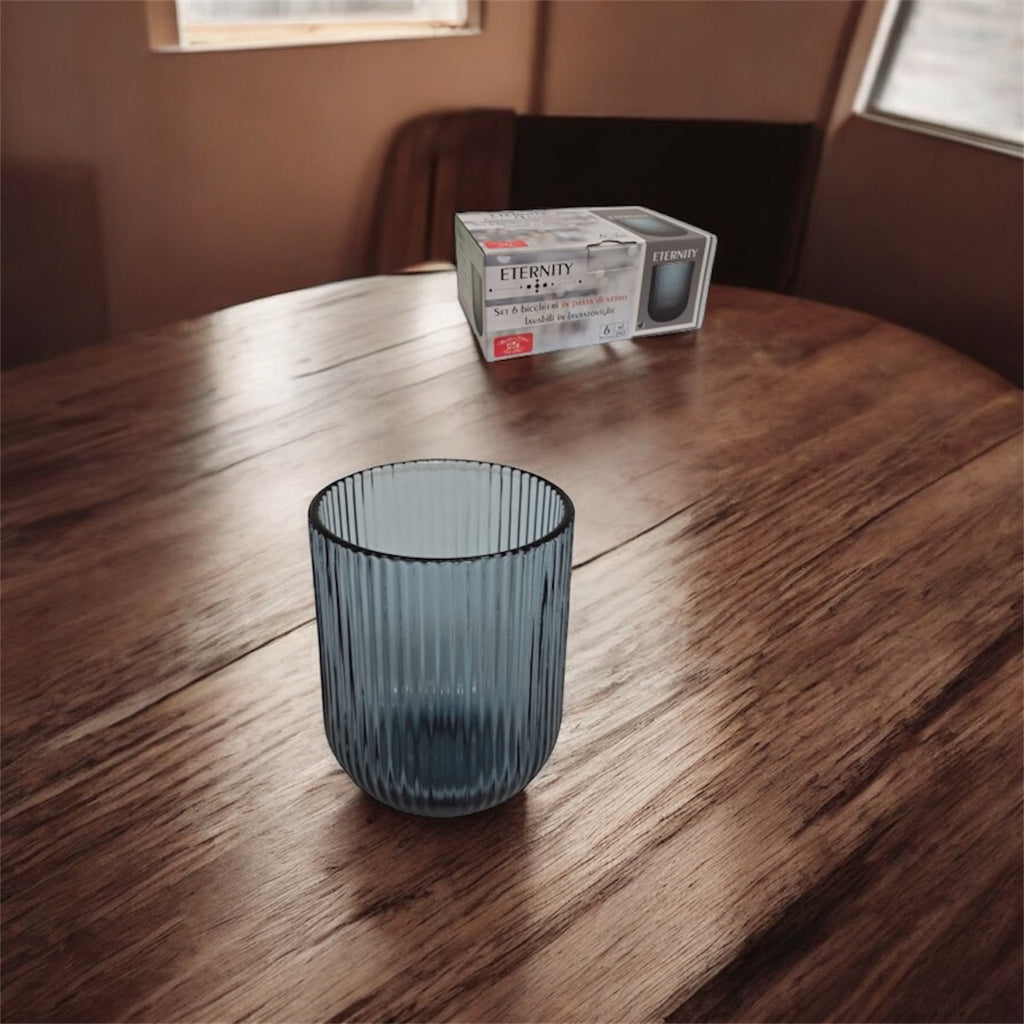 SET BICCHIERI PASTA DI VETRO CONFEZIONE 6 PEZZI BLU