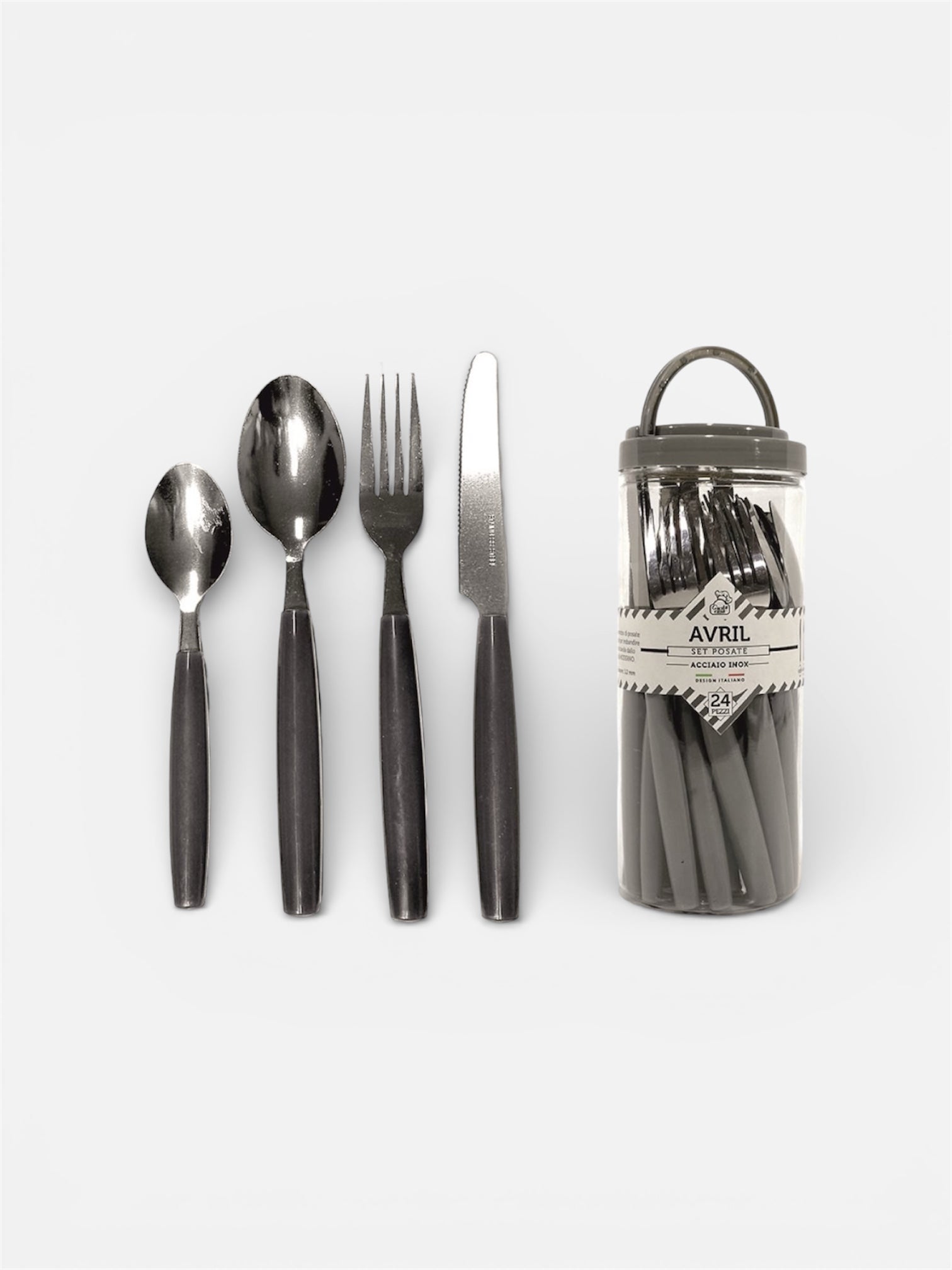 POSATE SET 24 PZ. AVRIL GRIGIO/BIANCO
