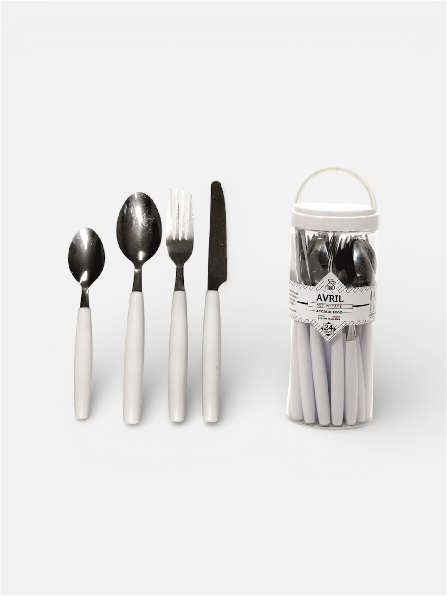 POSATE SET 24 PZ. AVRIL GRIGIO/BIANCO