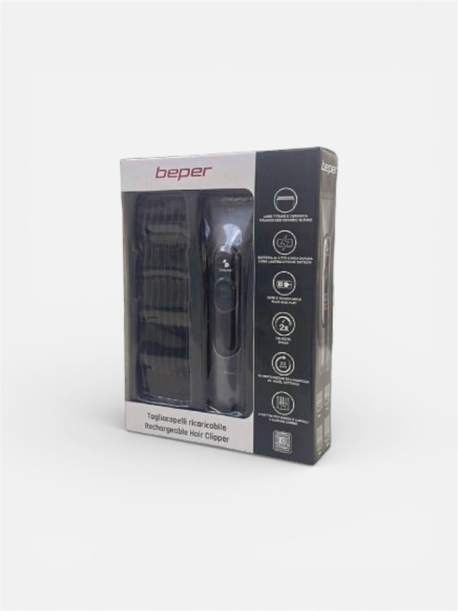 TAGLIACAPELLI RICARICABILE CON LAME TITANIO E CERAMICA